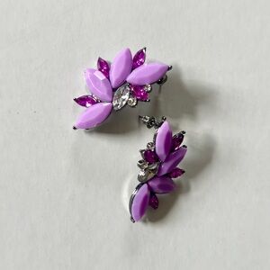 NEW ✨Lavender and Fuchsia Crystal Floral Statement Earrings - Women Jewelry